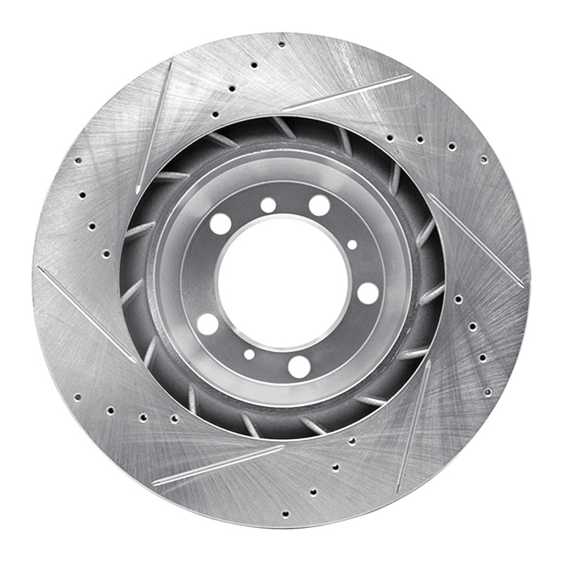 Porsche 911 Brake Rotor (1) - Left Rear - R1 Concepts - Drilled & Slotted - Silver - `07-`16